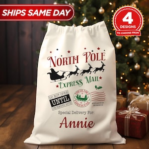 Santa Sack-Custom Santa Sack-Christmas Sack-Christmas Tote Bag-Gifts For Kids-Christmas Gift Bags-Holiday Gift-Christmas Eve Box-Santa Claus