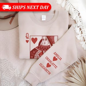 Queen Of Hearts-Sweatshirt With Kids Names-Crewneck-Custom Mom Sweatshirt-Personalized Mom Sweatshirt-Mothers Day Gift-Personalized Mom Gift