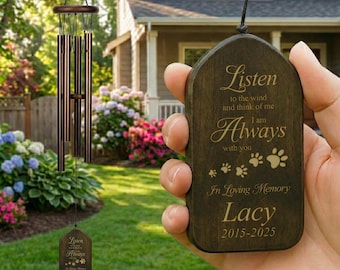 Personalized Pet Memorial Wind Chime-Dog Loss Gift-Custom Pet Sympathy Gift-Cat Memorial Gift-Rainbow Bridge Remembrance-Dog Funeral Gifts