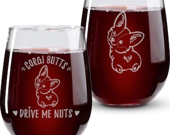 Corgi Butt Wine Glass-Corgi Wine Glasses-Corgi Mom Gift-Cute Gifts For Dog Lovers With Corgis-Pembroke Welch Corgi-Funny Corgi Gift-Corgis