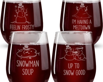 Funny Christmas Wine Glasses-Funny Christmas Gifts Ideas-Funny Snowman Wine Glasses-Funny Christmas Gifts Ideas For Her-Snowmen Decor