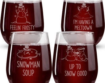 Holiday Gifts For Her-Christmas Gifts For Women-Christmas Wine Glasses-Holiday Party Glass-Funny Wine Glasses-Holiday Gift For Women-Frosty