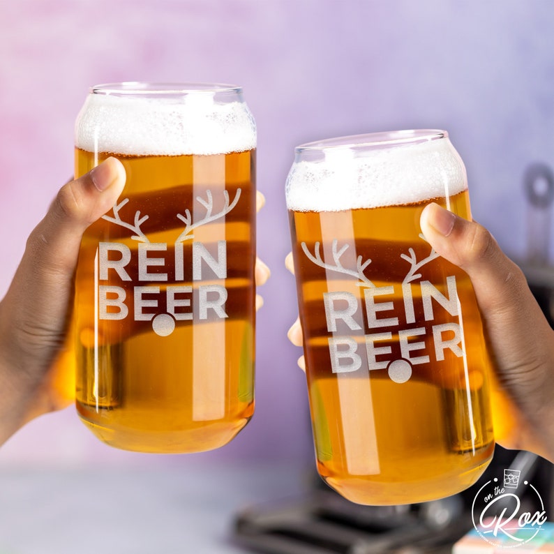 Reinbeerfunny Christmas Beer Glassesreinbeer Giftsfunny Etsy
