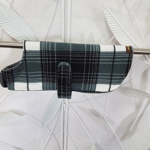 Abrigo pequeño a cuadros gris/negro/blanco para perro, abrigo para perro hecho a mano, ropa para mascotas, chaqueta para perro, abrigo de polar gris/negro/blanco para perro