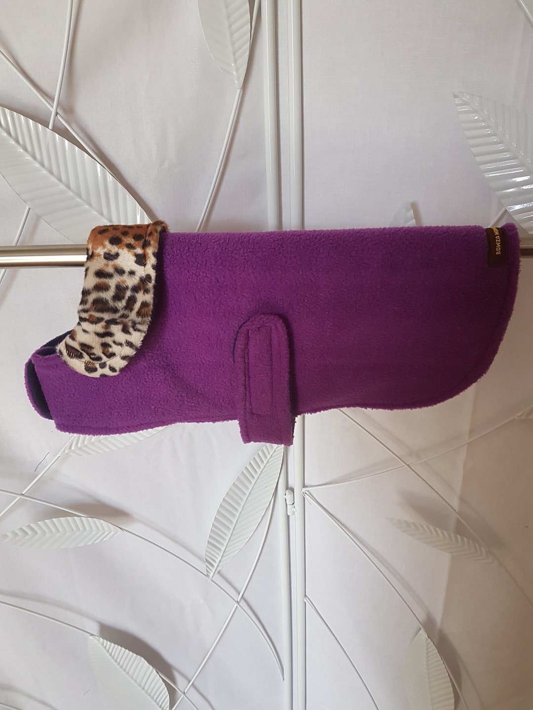 Small Purple Fleece Dog Coat, Fleece Dog Coat With Faux Fur Collar