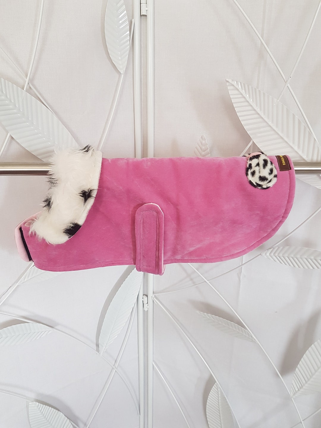 Small Pink Faux Suede Dog Coat, Dog Coats, Designer Dog Coats