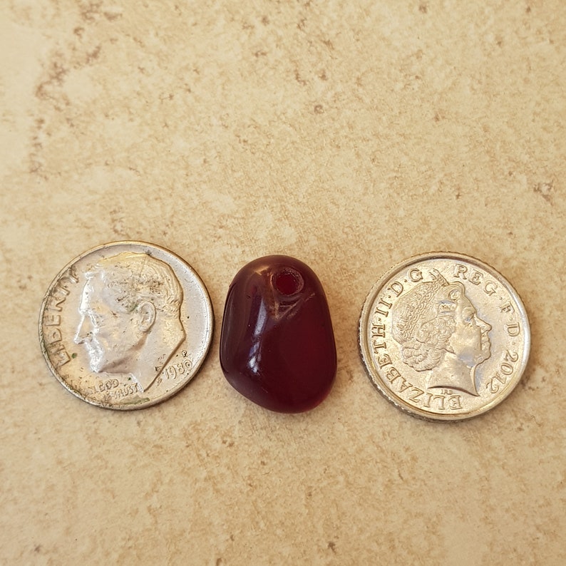 Rare Top drilled and polished Dark red seaham sea glass Ideal pendantbeadcharmcrafts