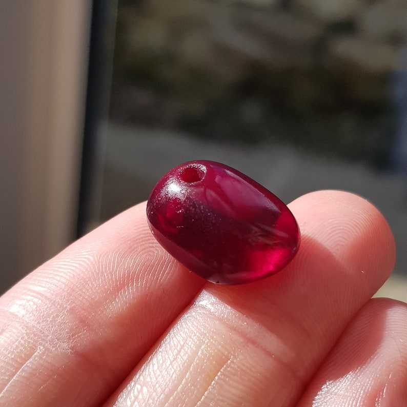 Rare Top drilled and polished Dark red seaham sea glass Ideal pendantbeadcharmcrafts