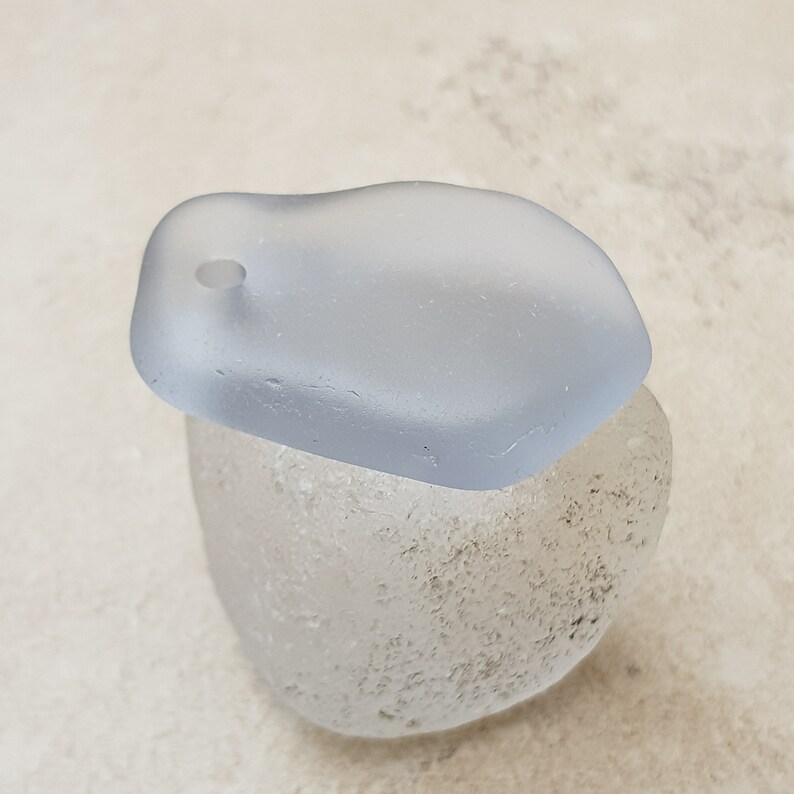 Large piece Ideal pendantartscraftsjewellerywindchime Cloudy grey sky Top drilled Rare Genuine English sea glass