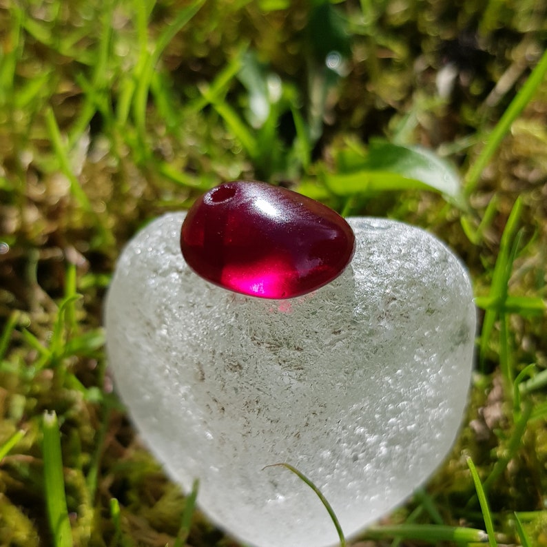 Rare Top drilled and polished Dark red seaham sea glass Ideal pendantbeadcharmcrafts