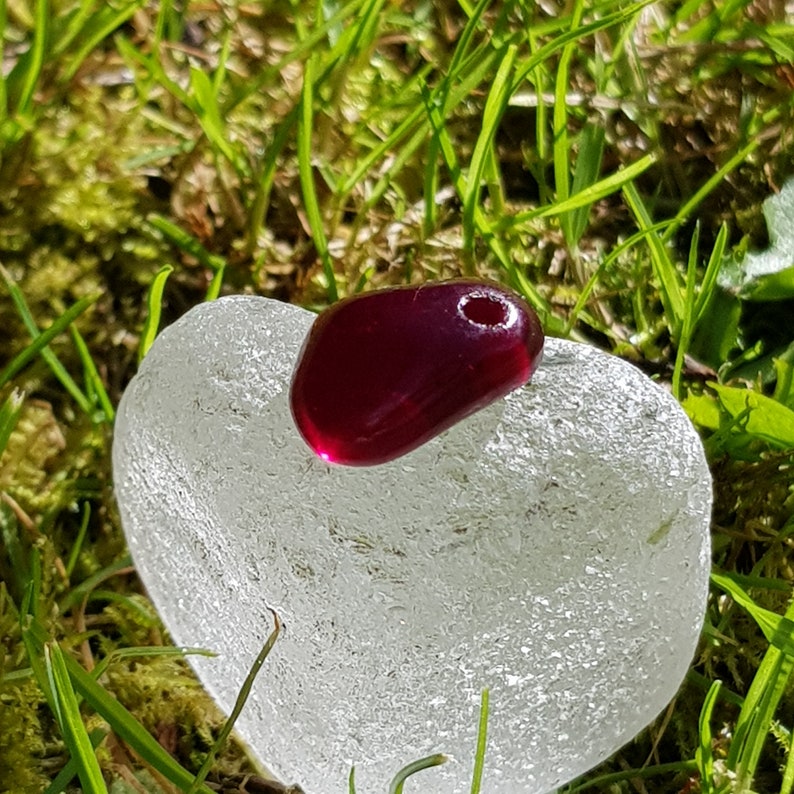 Rare Top drilled and polished Dark red seaham sea glass Ideal pendantbeadcharmcrafts