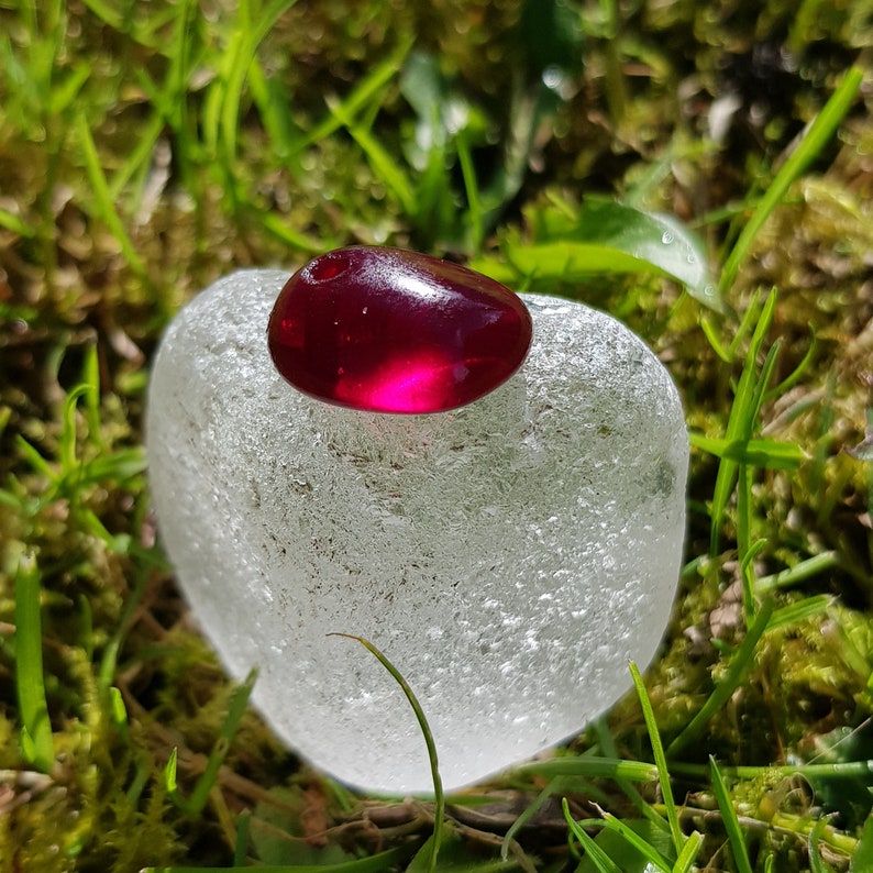 Rare Top drilled and polished Dark red seaham sea glass Ideal pendantbeadcharmcrafts