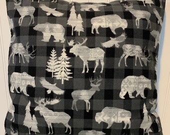 /& Snowflakes Pillowcase Moose standard size handmade Homemade Flannel Bears