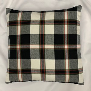 NEW Black White Plaid with Green Red Flannel Pillow Cover/18&quot; x 18&quot;/16&quot; x 16&quot;/Christmas