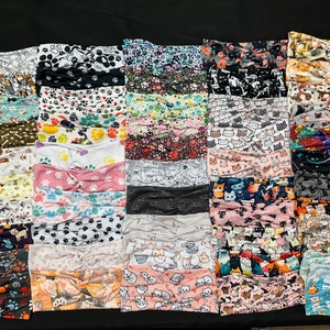 53 Different Pet, Paw Print, Dog, Cat, Puppy, Kitten Women&#39;s Stretchy Twisted Knot Turban Headband, Head Wrap, knit fabric, One Size
