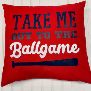 Baseball vinyl cotton pillow , 16&quot; x 16&quot; Pillow/Take Me Out To The Ballgame