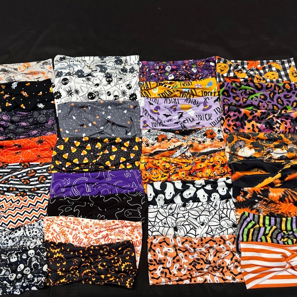 32 Different Halloween Women's Stretchy Twisted Headband, Head Wrap, knit fabric, One Size