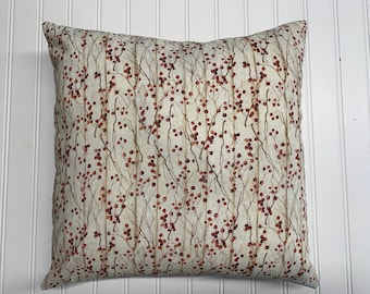 Twigs and Berries Glittery Green Cotton /16" x 16"/ 18" x 18"/ Cotton Pillow Cover/Winter Pillow Cover