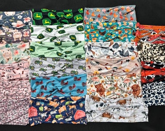 25 Different Farm Pigs Cows Chickens Bandana, Women's Stretchy Twisted Turban Headband, Head Wrap, knit fabric, One Size Fits