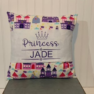 Personalized Princess Wrap or Wrap with Princess Flannel Pillow Cover 16&quot; x 16&quot;