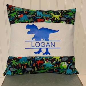 Personalized Dinosaur Wrap or Wrap with Dinosaur Cotton Pillow Cover 16&quot; x 16&quot;