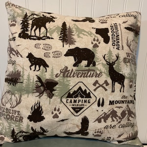 Wildlife Adventure /16" x 16"/ 18" x 18"/Flannel Pillow Cover/