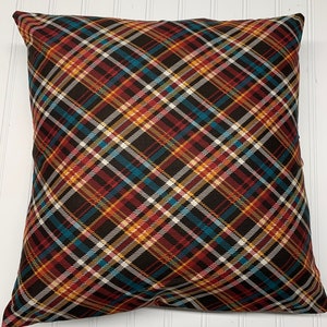Heritage Plaid Brown Multi /16&quot; x 16&quot;/ 18&quot; x 18&quot;/ Cotton Pillow Cover