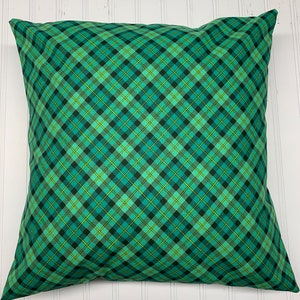 Green with Yellow Bias Plaid Cotton Pillow Cover/18&quot; x 18&quot;/16&quot; x 16&quot;/St Patrick&#39;s Day