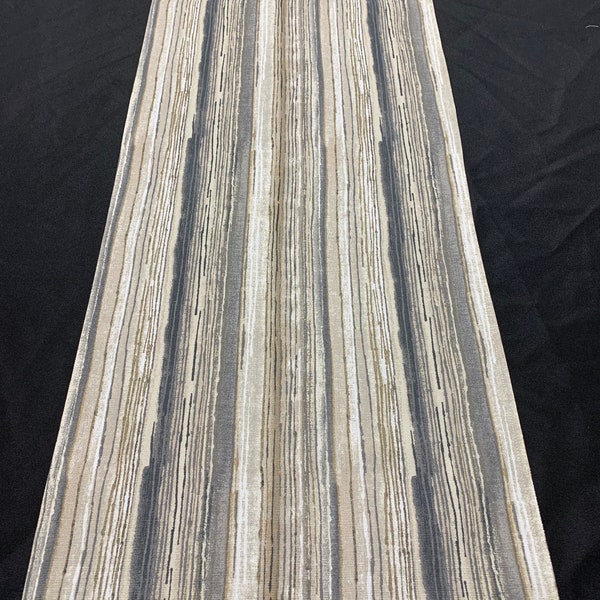 Gray and Tan Multi Tones Striped Linen Table runner, Various Lengths