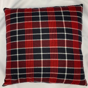NEW Dark Charcoal Gray Red Plaid Soft Flannel Pillow Cover/18&quot; x 18&quot;/16&quot; x 16&quot;/Christmas