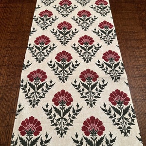 NEW Burgundy Floral winter look Canvas Linen Table Runner, Various Lengths, Christmas,