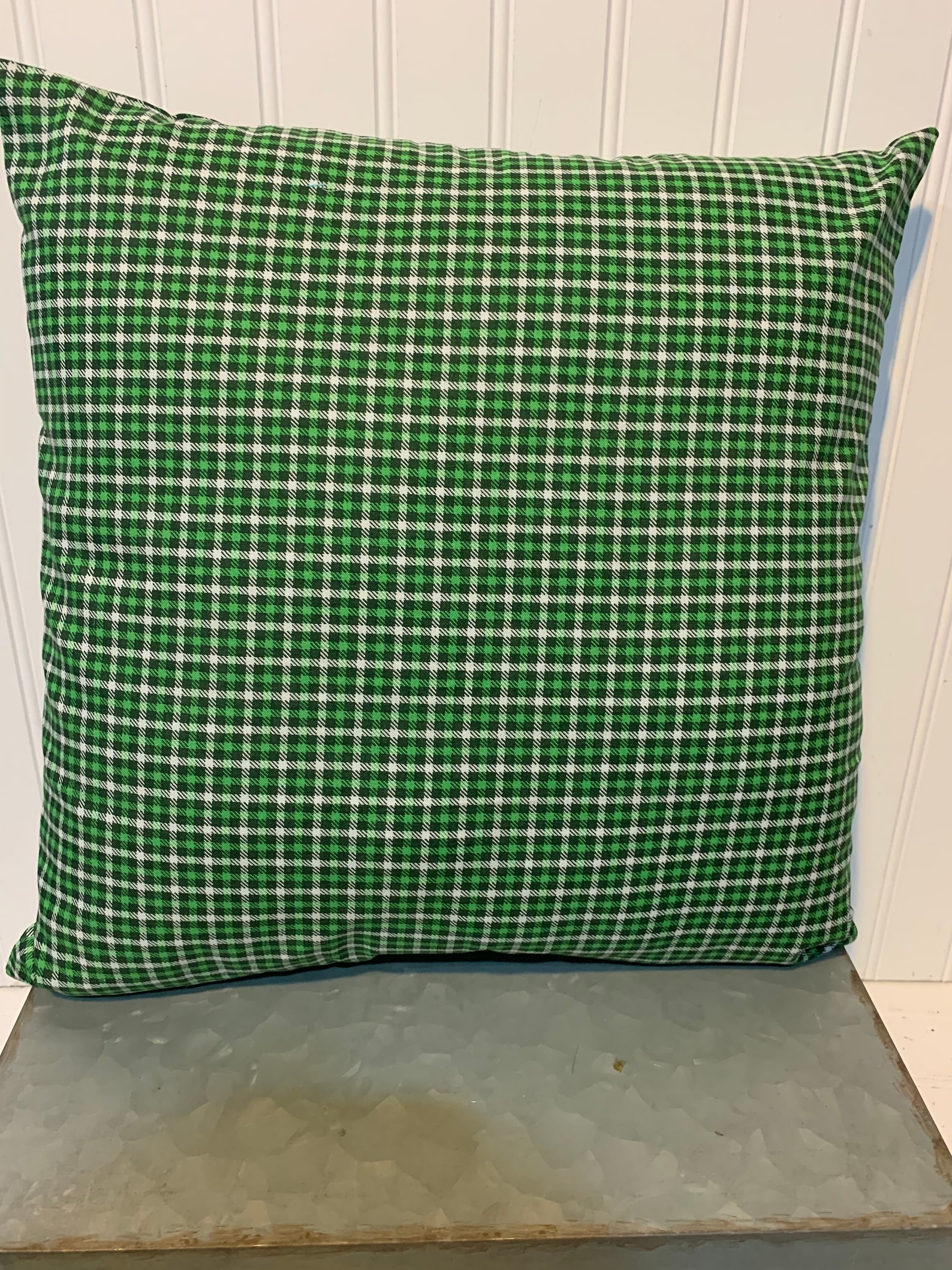 Small Green Plaid Cotton Pillow Cover/18 x Etsy
