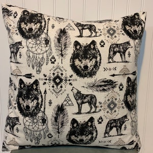 Wolf/Dreamcatcher Flannel Pillow Cover/ 18&quot; x 18&quot;/16&quot; x 16&quot;/