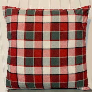Red and Gray Blackwatch Plaid/16&quot;x 16&quot;/  18&quot; x 18&quot;/20&quot;x 20&quot;/ Flannel Pillow Cover/Accent Pillow/