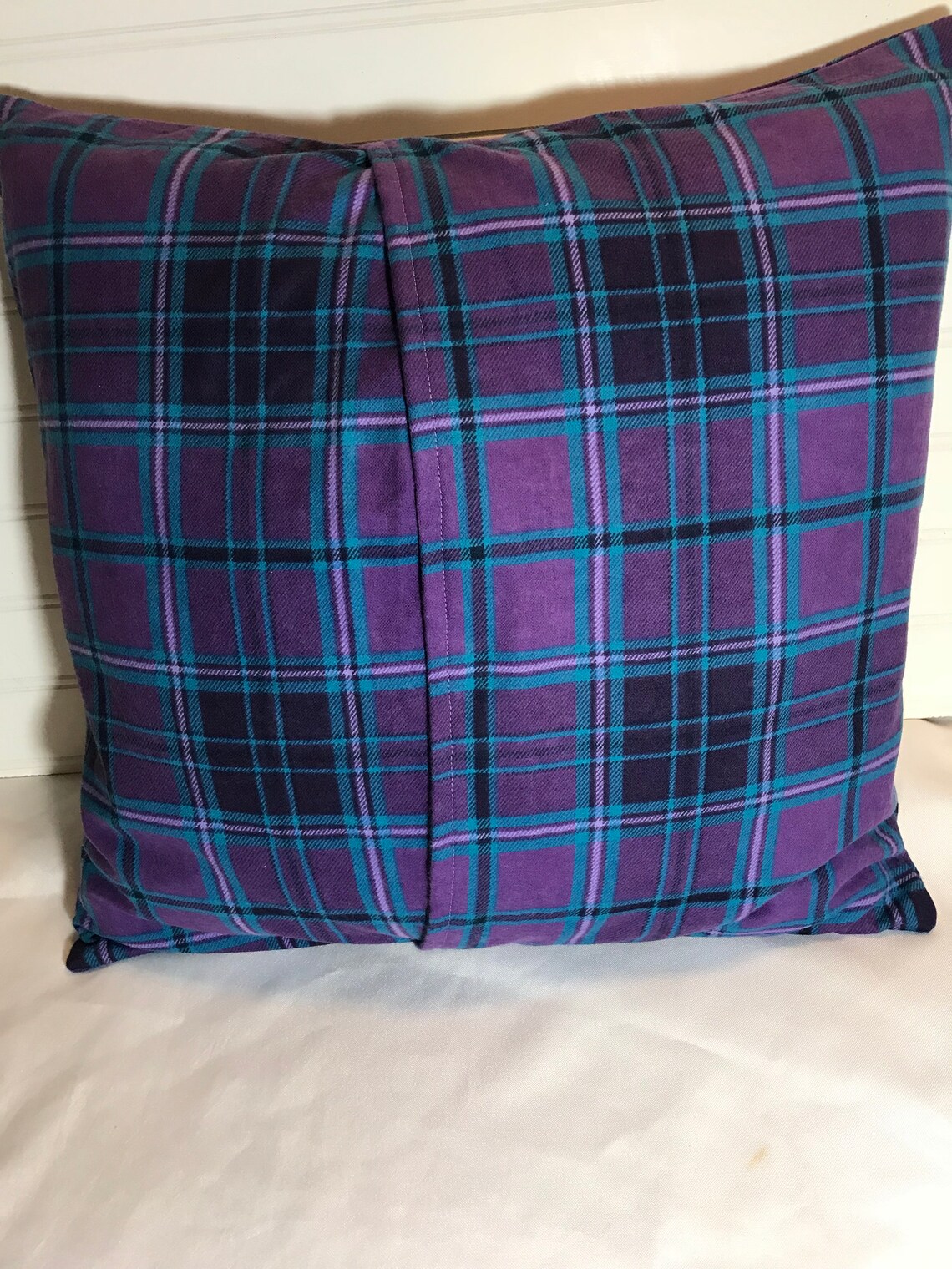 Purple and Aqua Plaid Flannel Pillow Cover/ 18 x Etsy