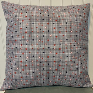 Mini Stars Mini Lines Cotton Pillow Cover/ 18&quot; x 18&quot;/16&quot; x 16&quot;/Patriotic