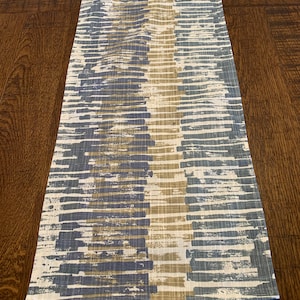 NEW Palisades River Way Navy Tan Gray Cotton Duck Linen Table Runner, Various Lengths