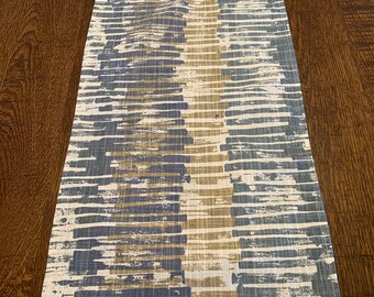 NEW Palisades River Way Navy Tan Gray Cotton Duck Linen Table Runner, Various Lengths