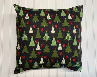 Whimsical Trees on Black Cotton/16" x 16"/ 18" x 18"/ Cotton Pillow Cover/Accent Pillow/Christmas Pillow