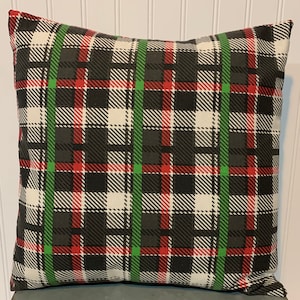 Dark Gray, Red, Green Plaid/16&quot;x 16&quot;/  18&quot; x 18&quot;/20&quot;x 20&quot;/ Cotton Pillow Cover/Accent Pillow/Christmas Pillow
