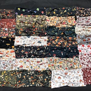28 different woodland, mushroom Women's Stretchy Twisted Knot Turban Headband, Head Wrap, knit fabric, One Size Fits  Most