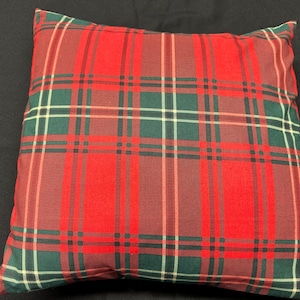 Bright Red and Green Large Tartan Plaid /16&quot; x 16&quot;/ 18&quot; x 18&quot;/ Cotton Pillow Cover/Accent Pillow/Christmas Pillow/Winter Pillow Cover