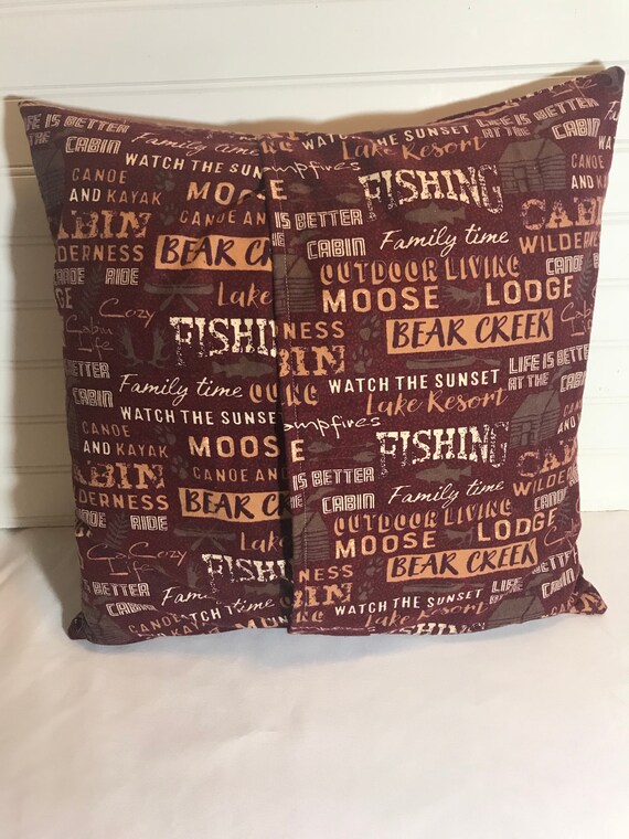 Bear Creek Words Cabin Lodge Flannel Pillow Cover//16/" x 16/" or 18/"x18/"