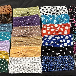 27 Different  Polka Dot Color Women&#39;s Stretchy Twisted Knot Turban Headband, Head Wrap, knit fabric, One Size Fits  Most