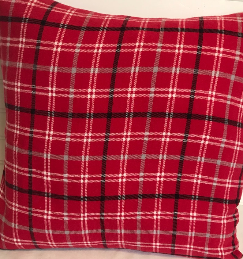 Red With Black Stripe Plaid/ 16 X 16/18 X Etsy