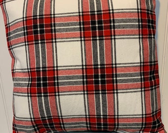 Plaid Red Black White  /16" x 16"/  18" x 18"/ Flannel Pillow Cover/Accent Pillow/Valentines