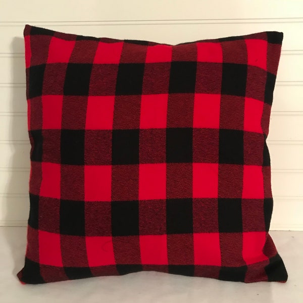 Red and Black/Buffalo Plaid/16"x 16"/  18" x 18"/20"x 20"/ Flannel Pillow Cover/Accent Pillow/Christmas Pillow