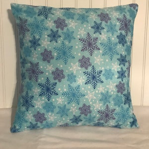 Blue and Purple Snowflake/  16&quot; x 16&quot;/18&quot; x 18&quot;/ Flannel Pillow Cover/Accent Pillow/Christmas Pillow/Winter Pillow