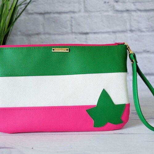 Pink and Green Crossbody Bag Fanny Pack Vegan Leather Etsy