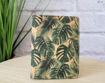 Tropical Wallet, Cork Slim Wallet, Palm leaves, Vegan wallet for women, Tropical accessories, Small cute wallet, Mini wallet, Cork gift idea